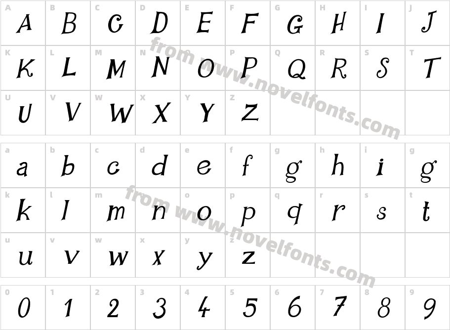 F2U Fancy ItalicCharacter Map