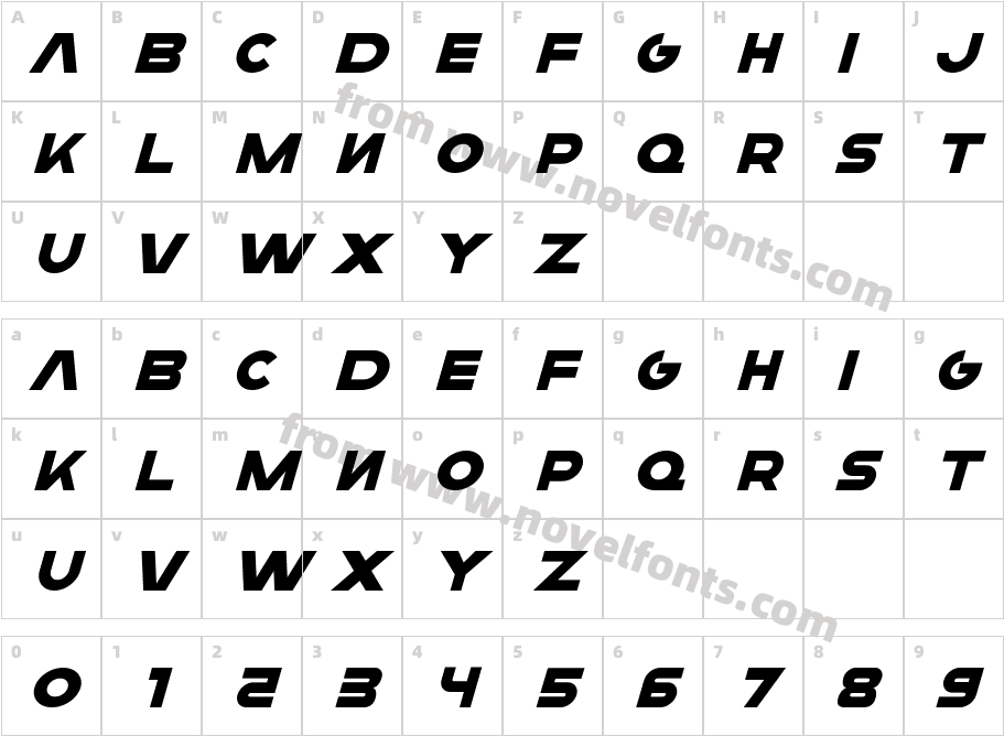 FEAR Logo ItalicCharacter Map