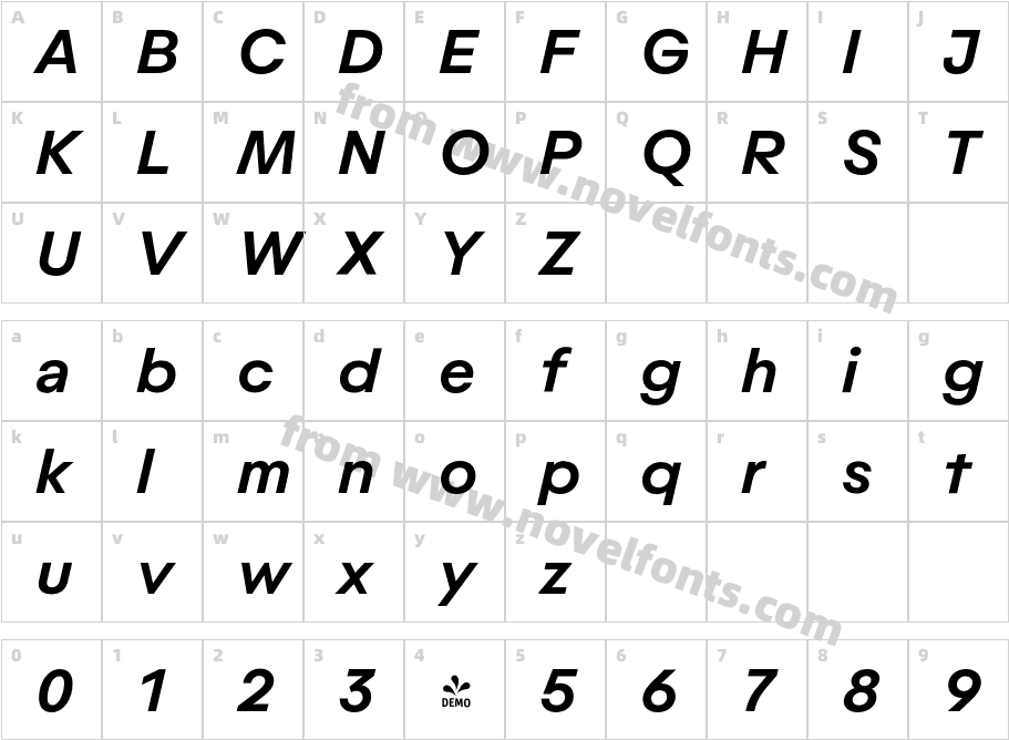 FSP DEMO AktifoB Semibold Oblique RegularCharacter Map
