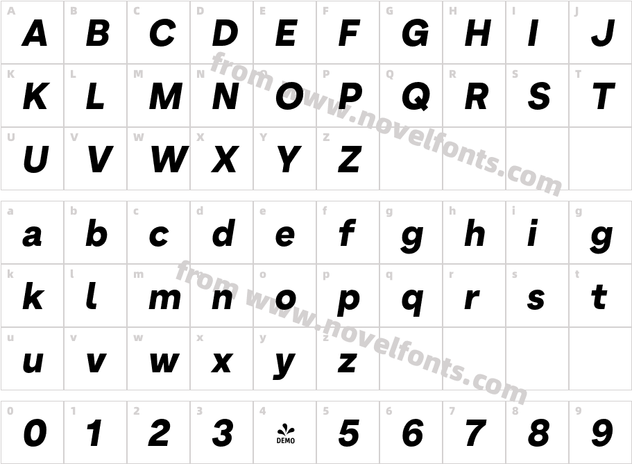 FSP DEMO Armin Grotesk Bold ItalicCharacter Map