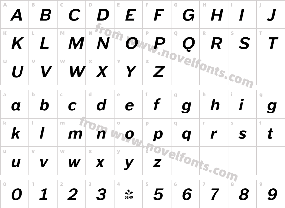 FSP DEMO Armitage Bold ItalicCharacter Map