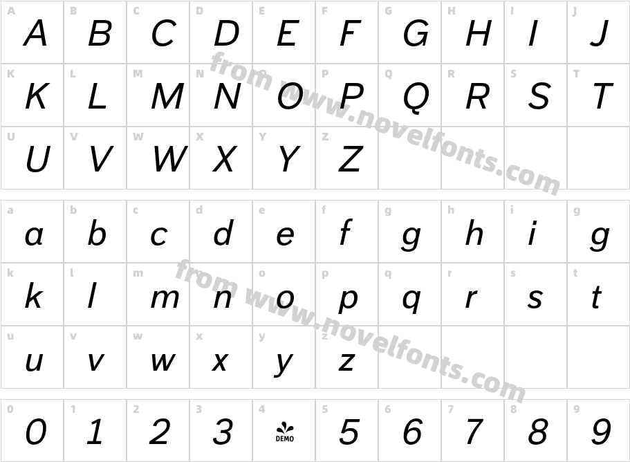FSP DEMO Armitage ItalicCharacter Map