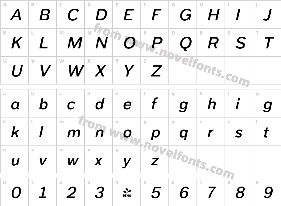 FSP DEMO Armitage Semibold ItalicCharacter Map