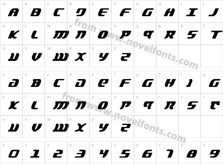 Lord of the Sith Cond ItalicCharacter Map