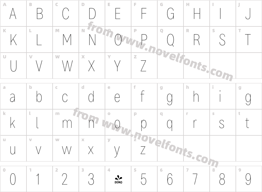 FSP DEMO Bruta Pro Condensed Thin RegularCharacter Map