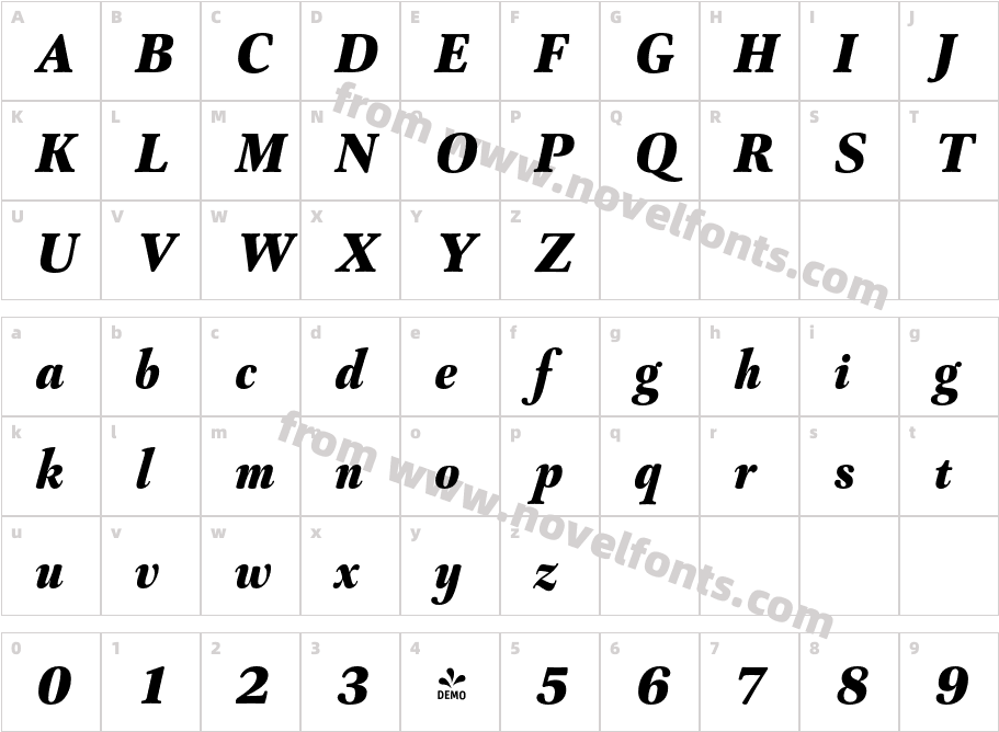 FSP DEMO Capricho Black ItalicCharacter Map