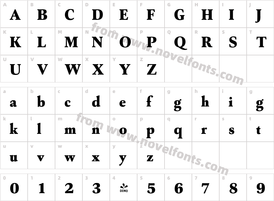 FSP DEMO Capricho Black RegularCharacter Map
