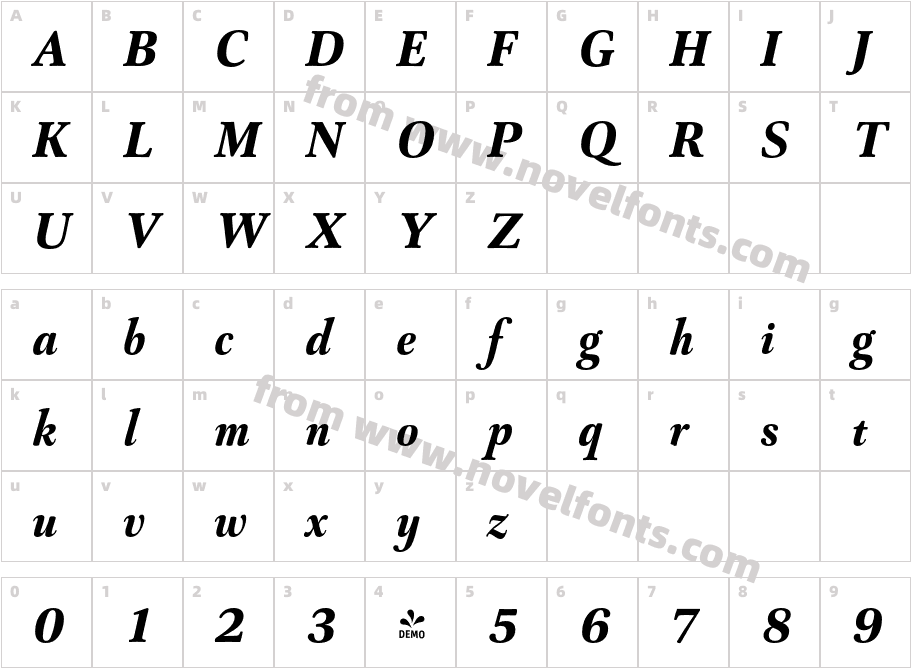 FSP DEMO Capricho Extrabold ItalicCharacter Map