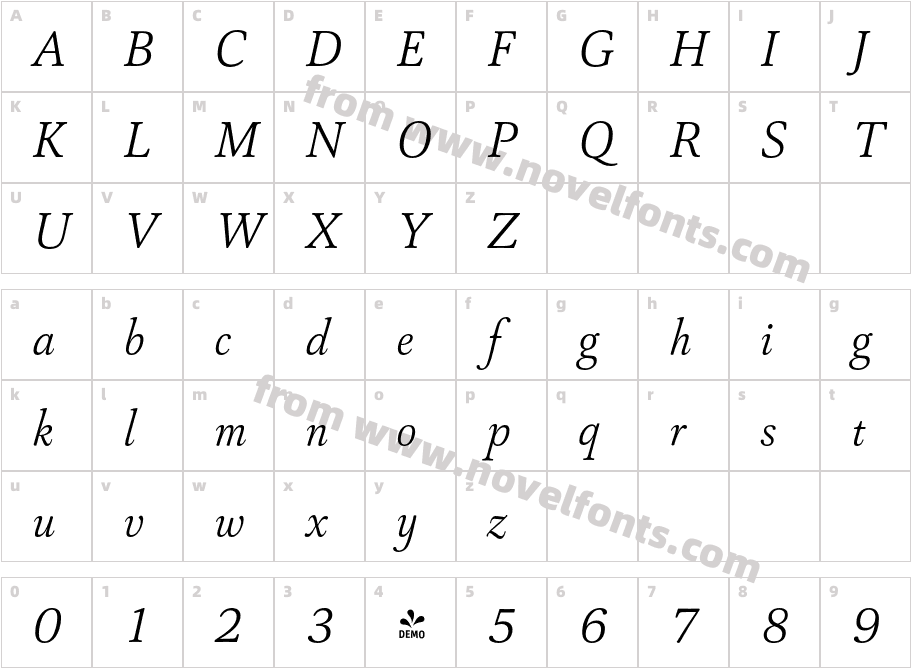 FSP DEMO Capricho Light ItalicCharacter Map