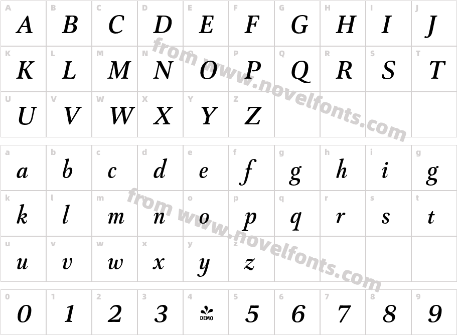 FSP DEMO Capricho Semibold ItalicCharacter Map