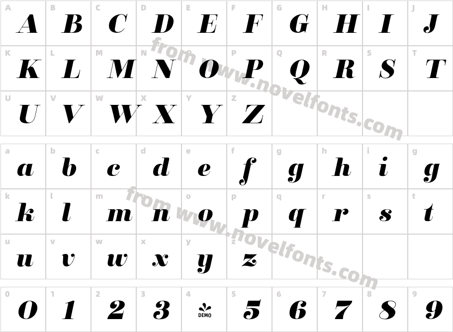 FSP DEMO Clarize Black ItalicCharacter Map