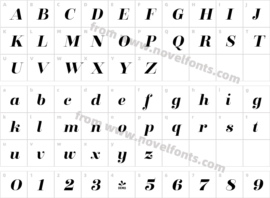 FSP DEMO Clarize Bold ItalicCharacter Map