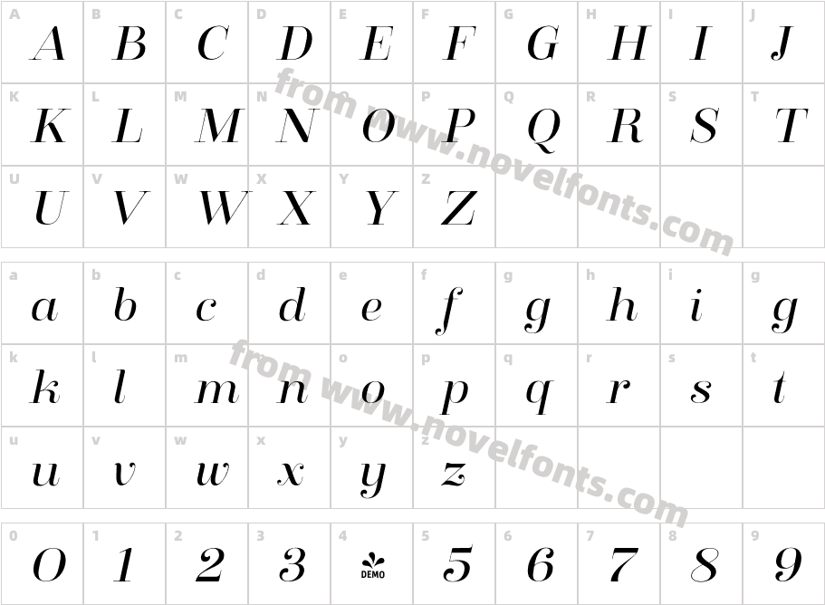 FSP DEMO Clarize ItalicCharacter Map
