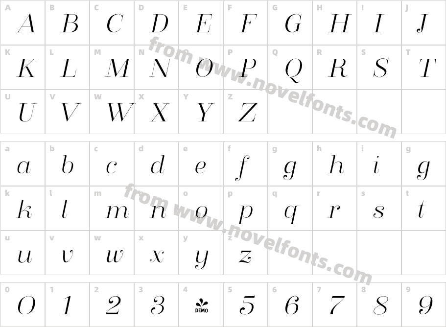 FSP DEMO Clarize Light ItalicCharacter Map