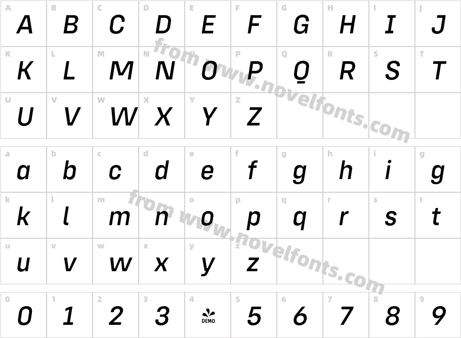 FSP DEMO Config Alt Medium ItalicCharacter Map