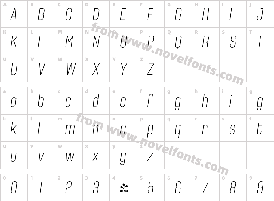 FSP DEMO Densa Light Italic RegularCharacter Map