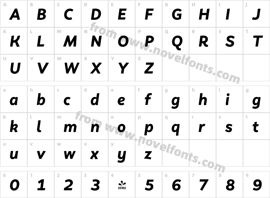 FSP DEMO Faible Black Italic RegularCharacter Map