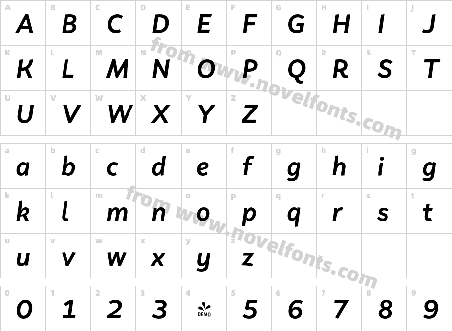 FSP DEMO Faible Bold ItalicCharacter Map