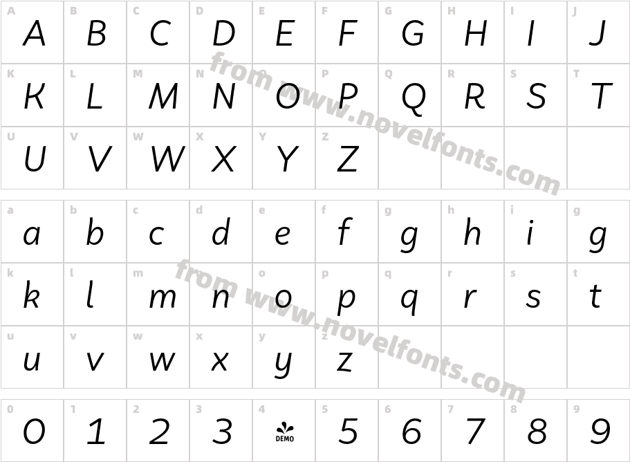 FSP DEMO Faible ItalicCharacter Map