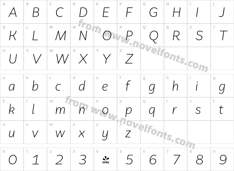 FSP DEMO Faible Light Italic RegularCharacter Map