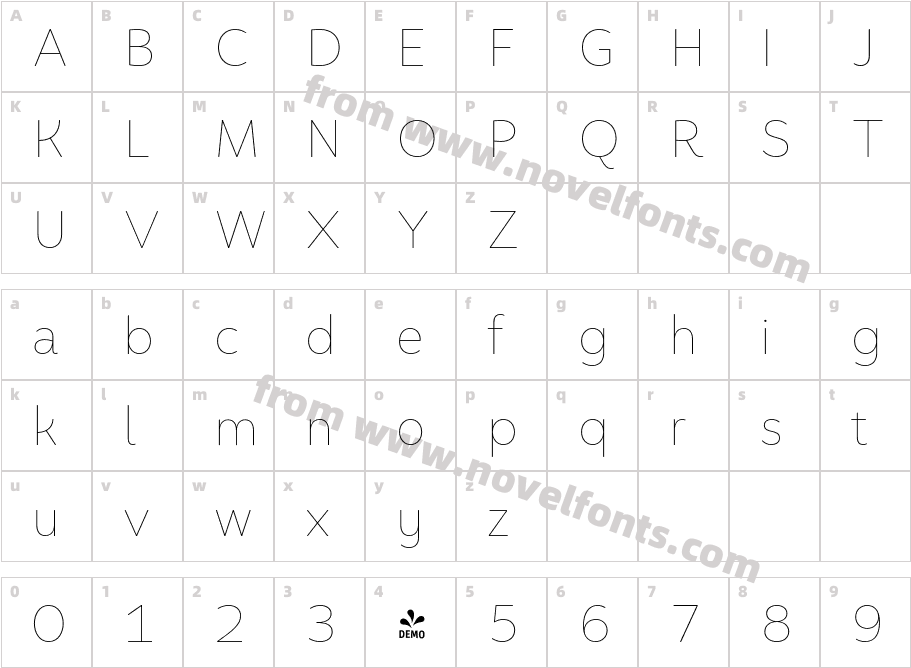 FSP DEMO Faible Thin RegularCharacter Map
