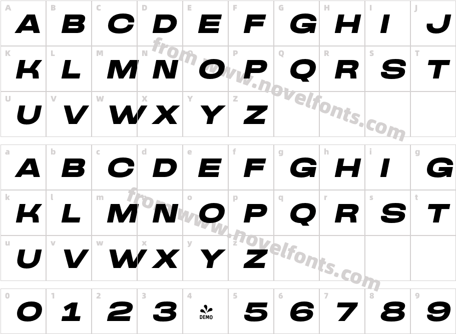 FSP DEMO Gelegar Expanded ItalicCharacter Map