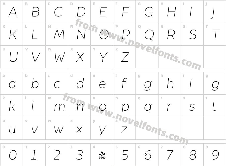 FSP DEMO Igna Sans Extra Light It RegularCharacter Map