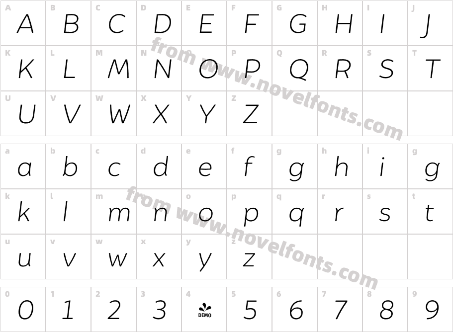 FSP DEMO Igna Sans Ultra Light It RegularCharacter Map