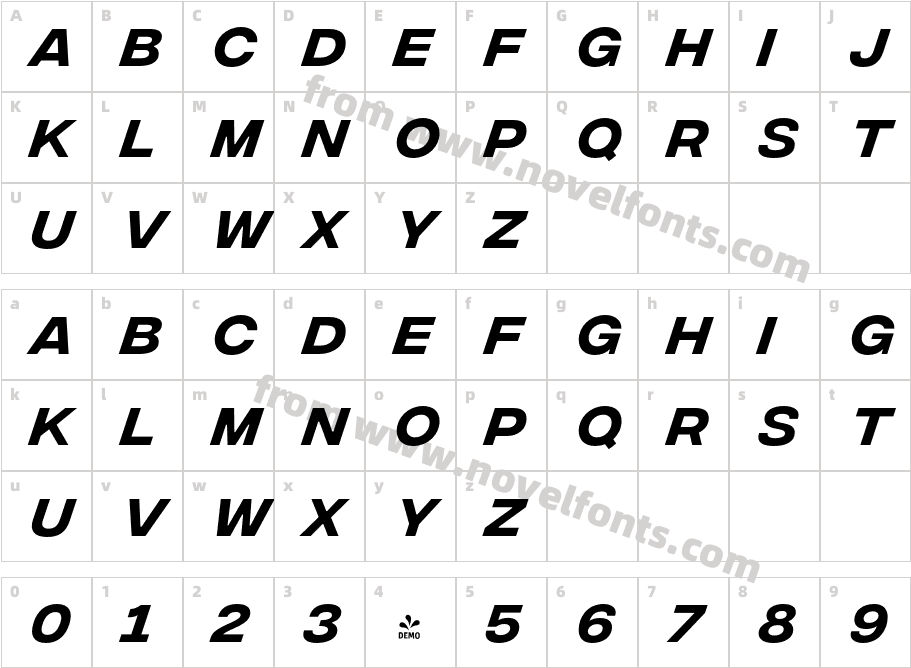 FSP DEMO IntegralCF Medium ItalicCharacter Map