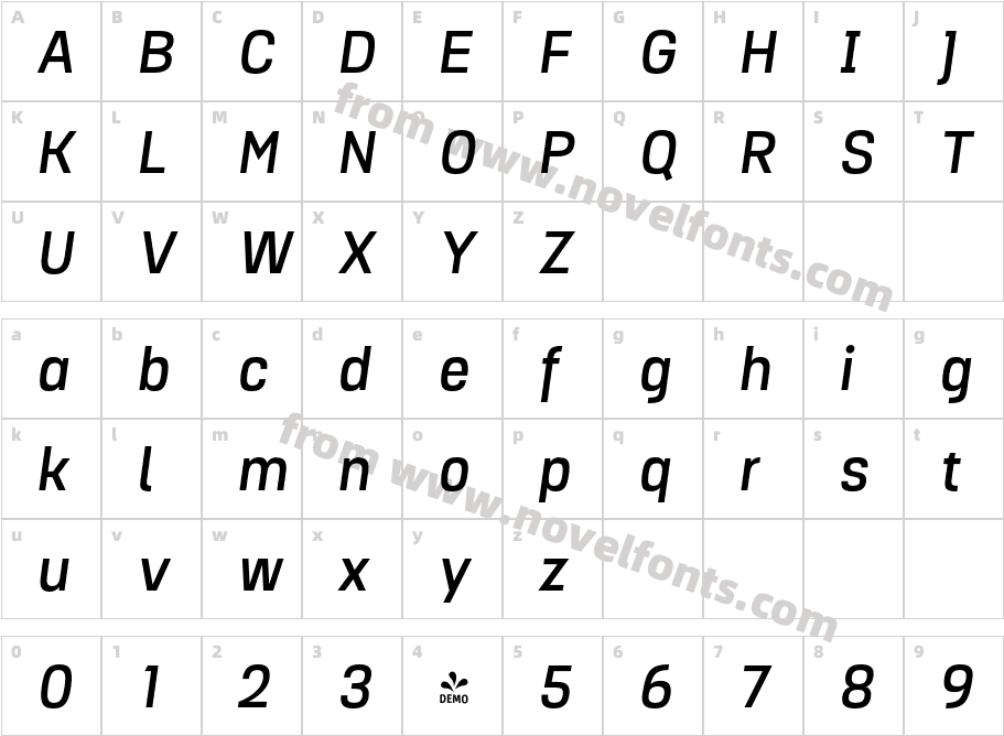 FSP DEMO Intensiva Bold Italic RegularCharacter Map