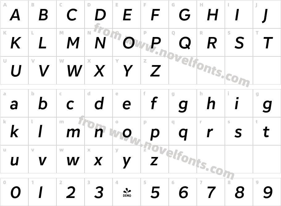 FSP DEMO Inter Sans Semibold It RegularCharacter Map