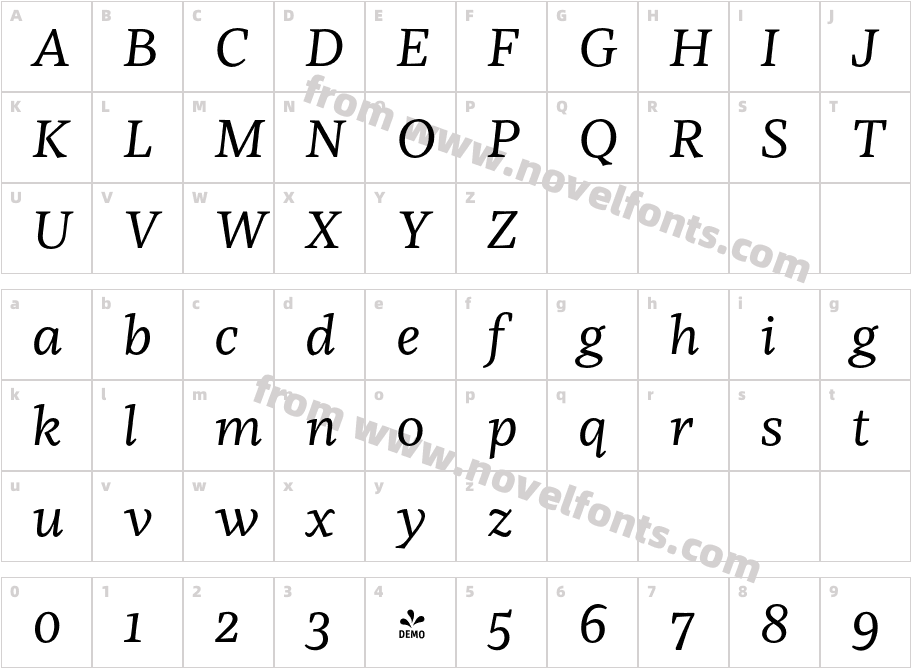 FSP DEMO Kaius Pro ItalicCharacter Map
