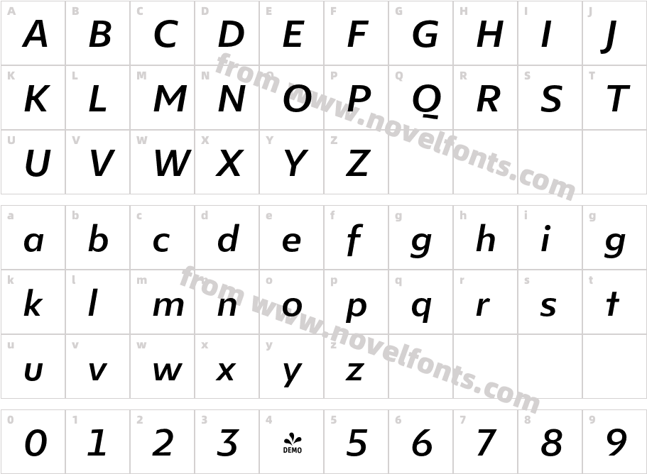 FSP DEMO Lexis Alt Italic BoldCharacter Map
