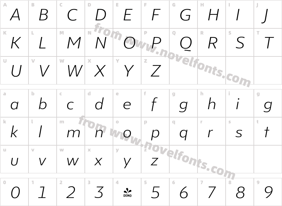 FSP DEMO Lexis Alt Light Italic RegularCharacter Map
