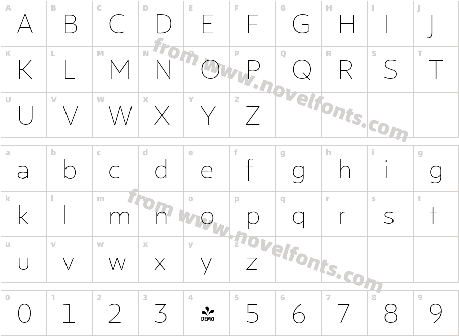 FSP DEMO Lexis AltX Thin RegularCharacter Map