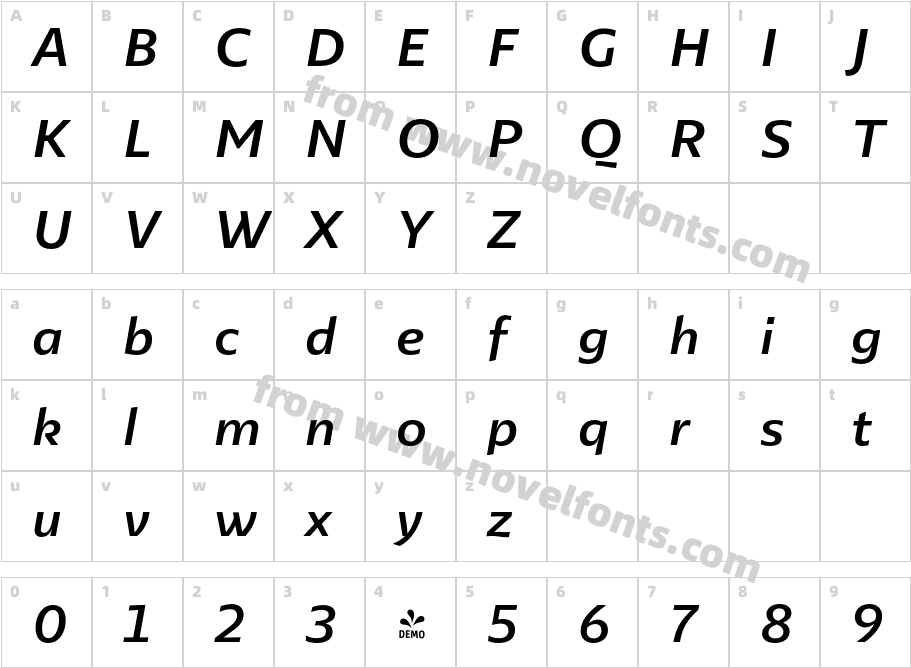 FSP DEMO Lexis Italic BoldCharacter Map