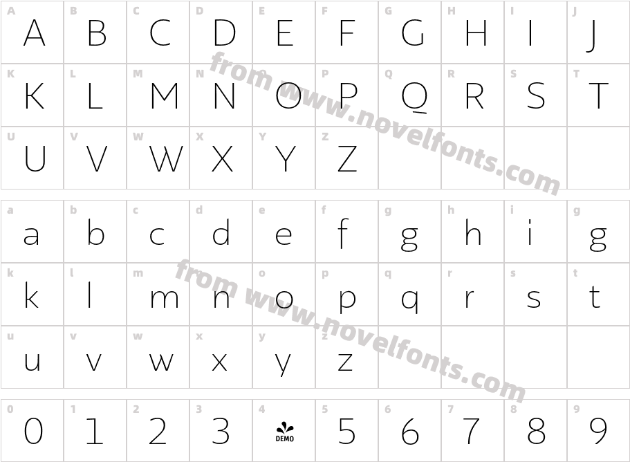 FSP DEMO Lexis Thin RegularCharacter Map