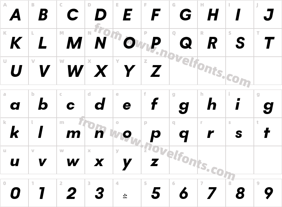 FSP DEMO Lightbox21 Bold ObliqueCharacter Map