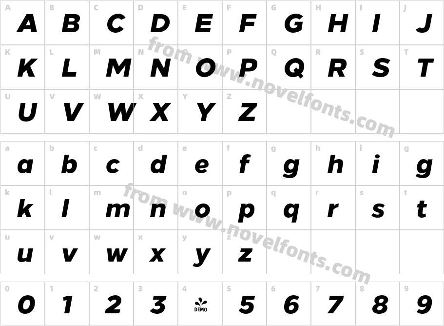 FSP DEMO Loew Heavy Italic RegularCharacter Map