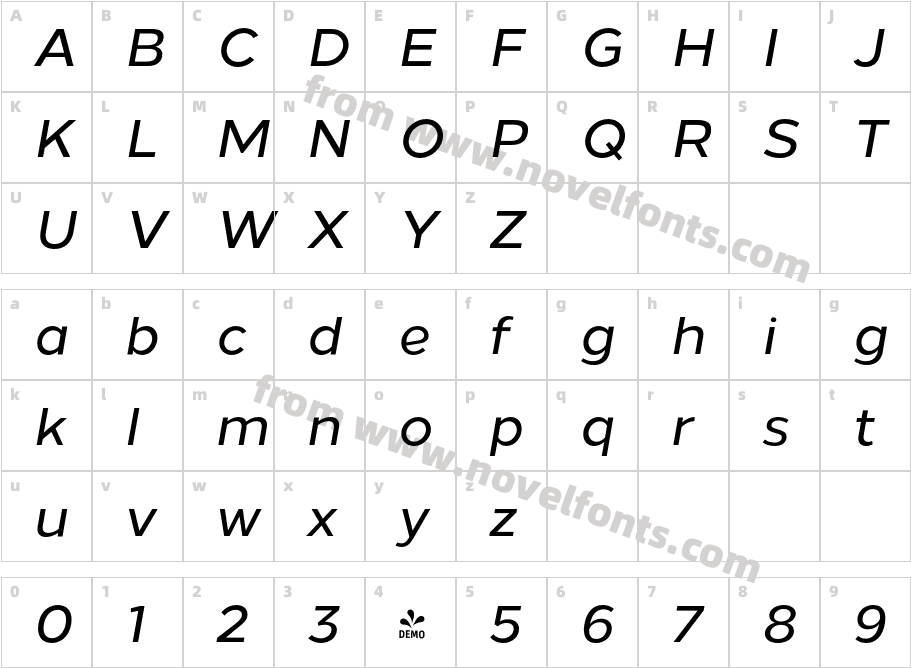 FSP DEMO Loew Medium Italic RegularCharacter Map