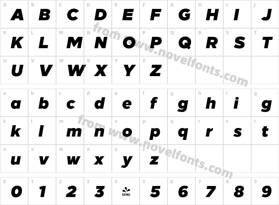 FSP DEMO Loew Next Black ItalicCharacter Map