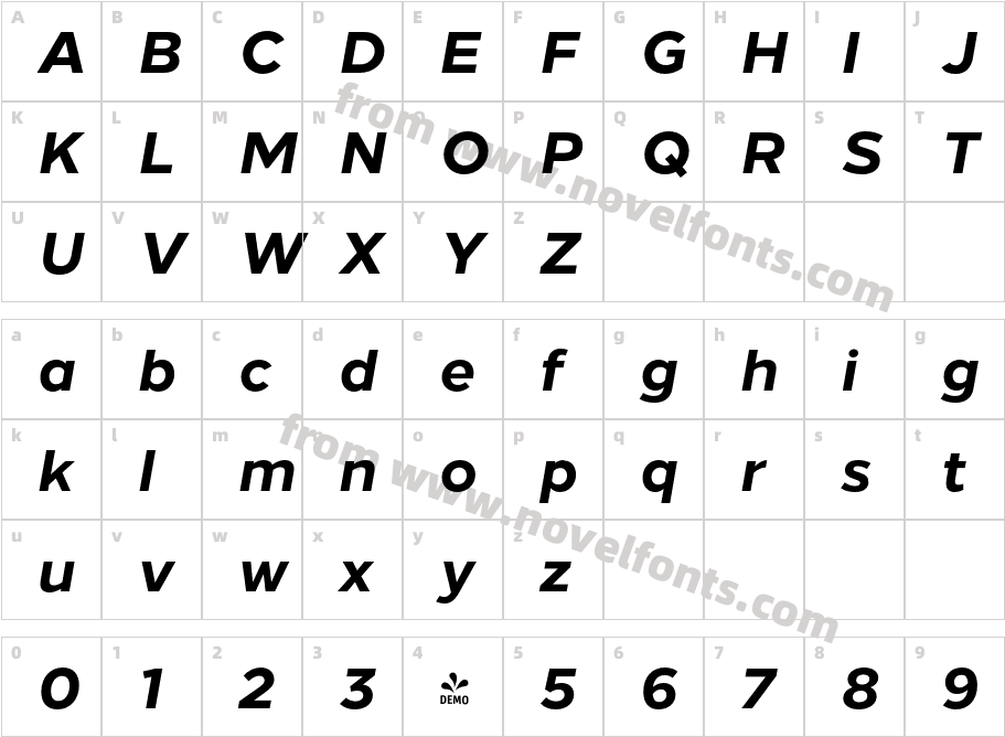 FSP DEMO Loew Next Extra Bold ItalicCharacter Map