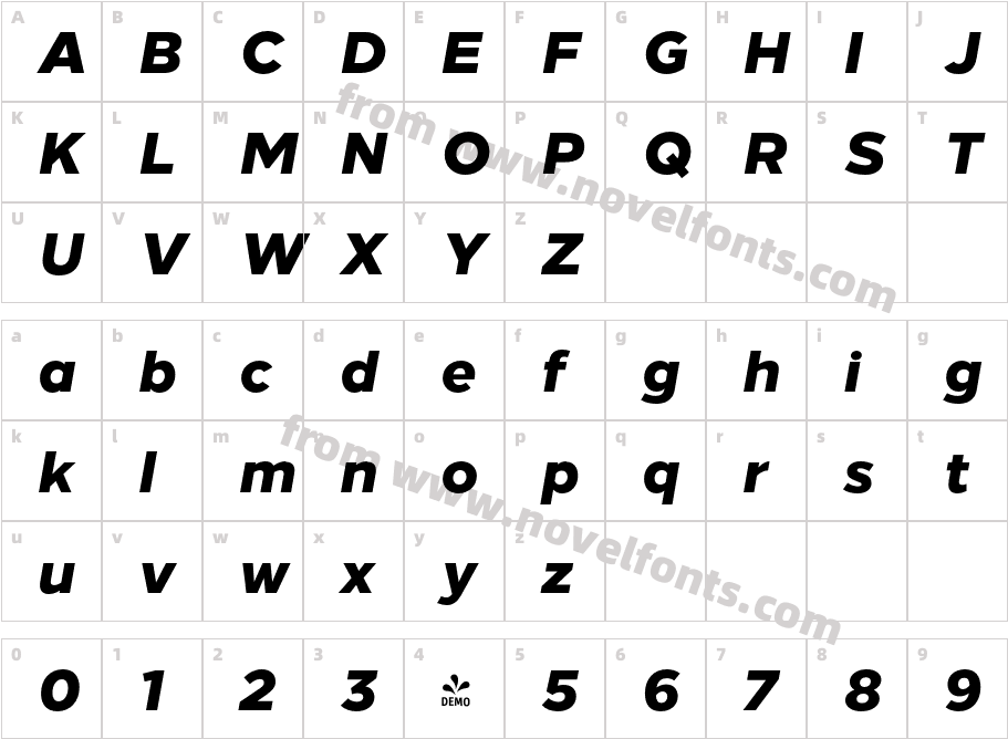 FSP DEMO Loew Next Heavy ItalicCharacter Map