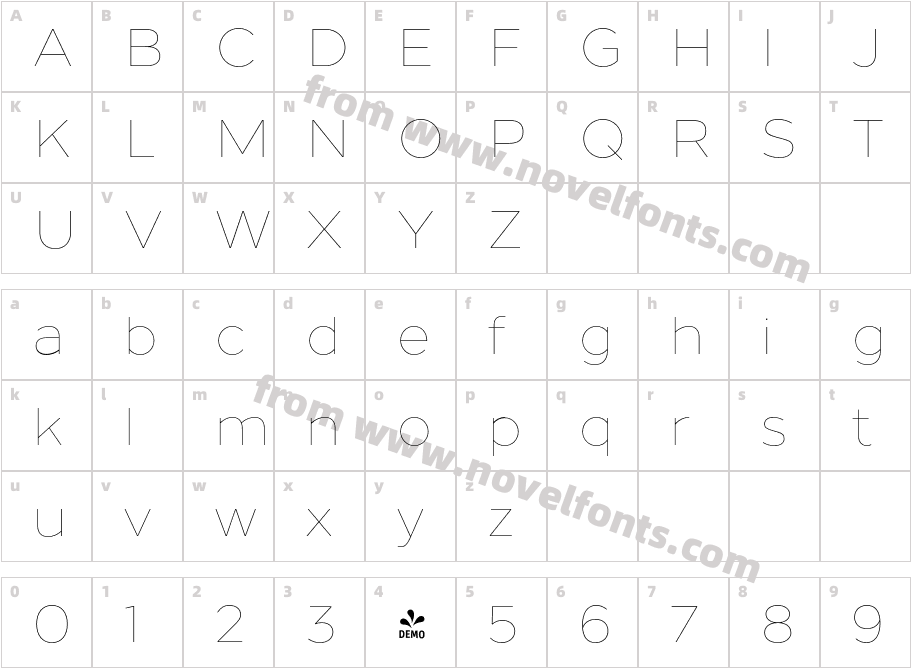 FSP DEMO Loew Next Thin RegularCharacter Map
