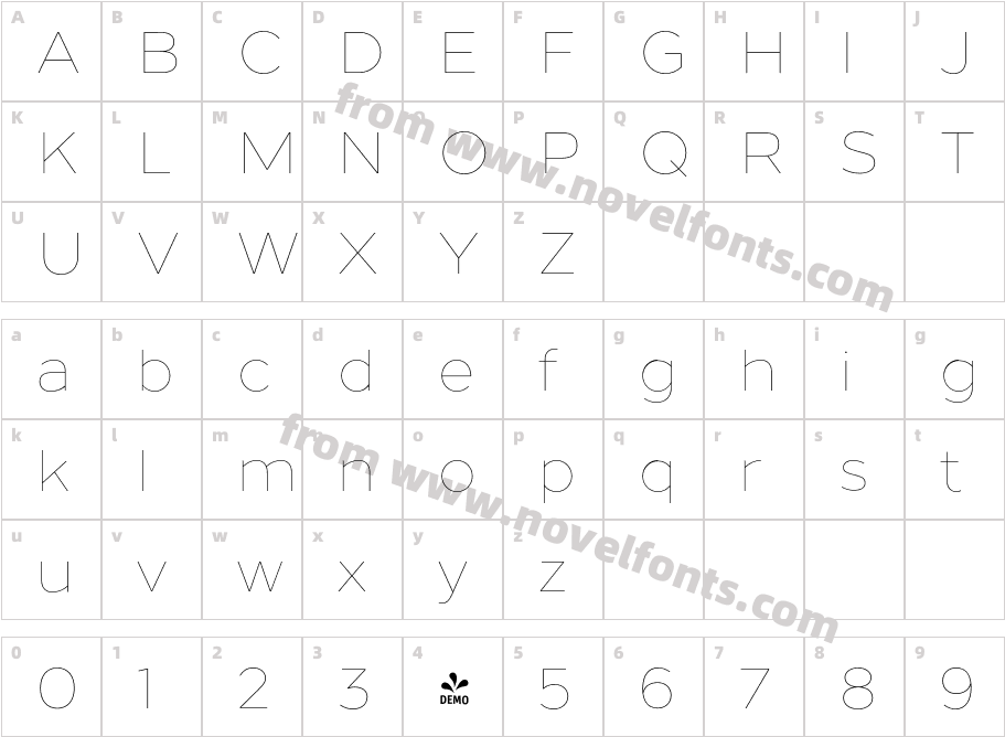 FSP DEMO Loew Thin RegularCharacter Map