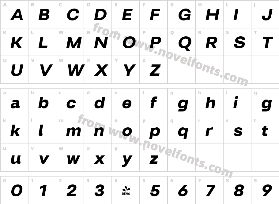 FSP DEMO Lupio Bold ItalicCharacter Map