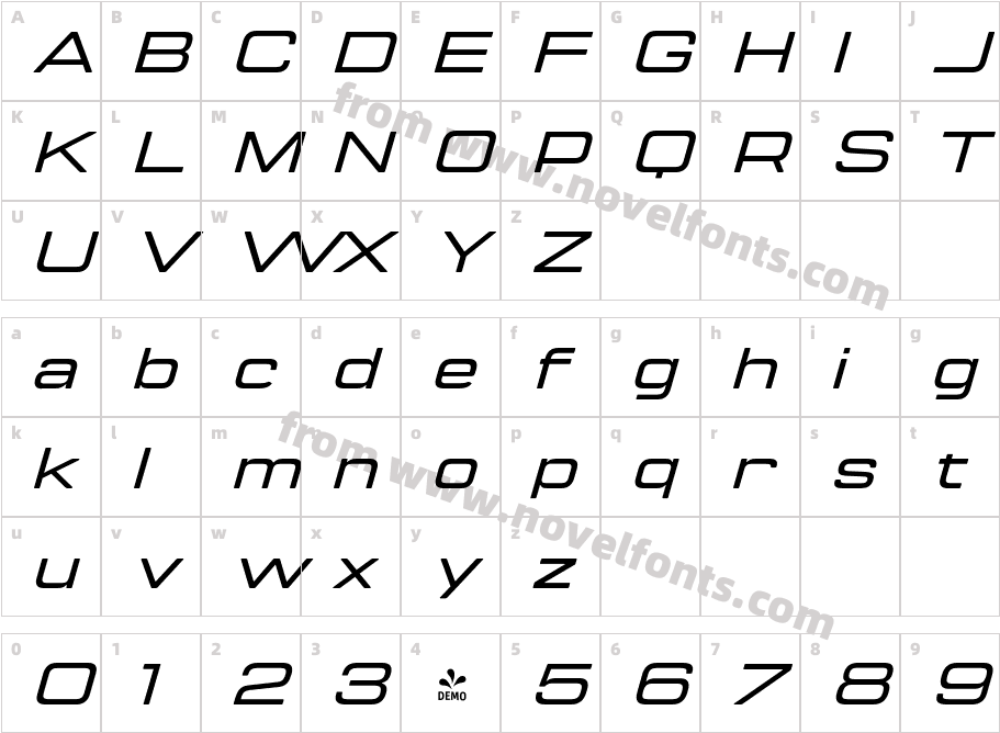 FSP DEMO Manifold ExtendedCF Demi Bold ItalicCharacter Map