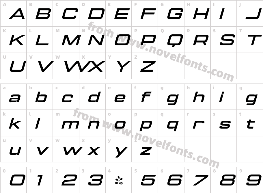 FSP DEMO Manifold ExtendedCF Extra Bold ItalicCharacter Map