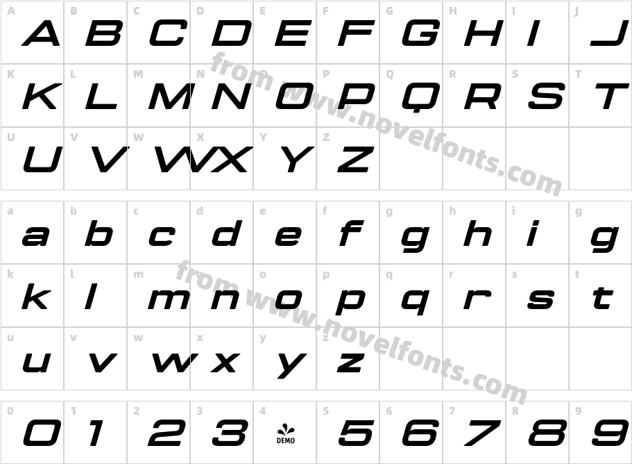 FSP DEMO Manifold ExtendedCF Heavy ItalicCharacter Map