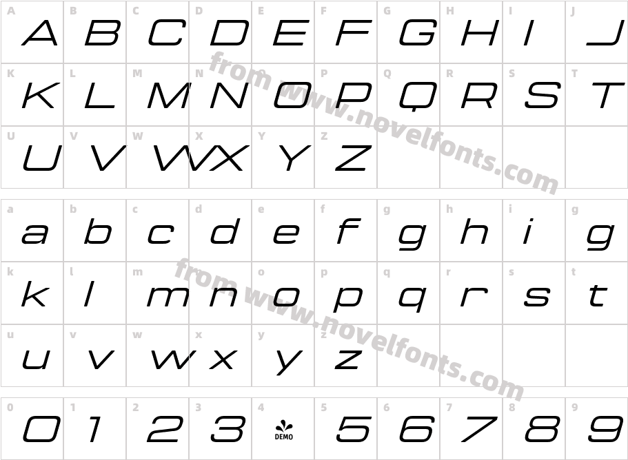 FSP DEMO Manifold ExtendedCF Medium ItalicCharacter Map